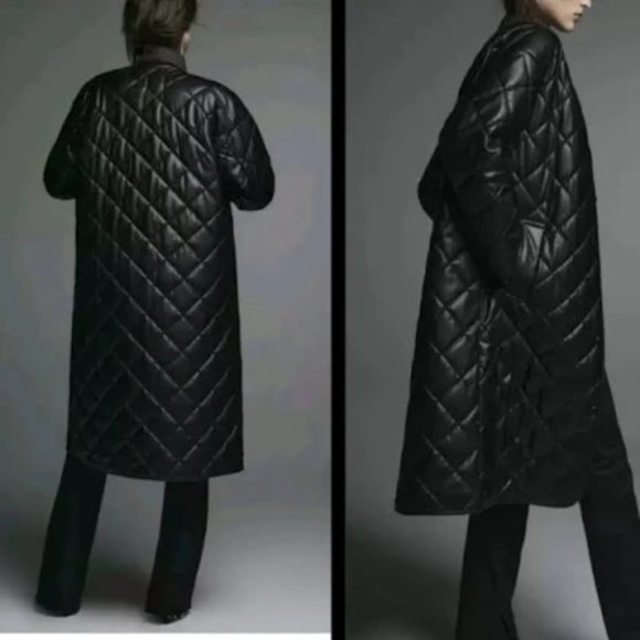 Black collarless coat zara Clearance